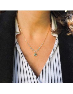Gold Plated Sterling Silver Necklace with Light Blue Stone 2