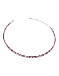 Dünnes Tennisarmband aus 925er Sterlingsilber mit Rosa...