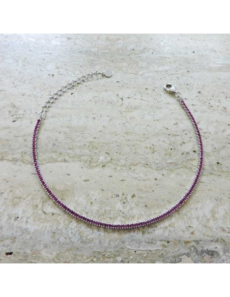 Bracciale Tennis Mini in Argento 925 con Zirconi Rosa