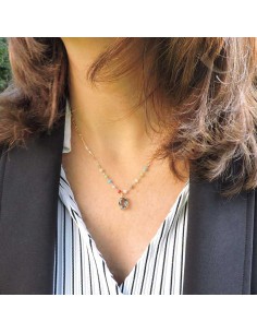 Gold Plated Sterling Silver Necklace with Oval Stone 2