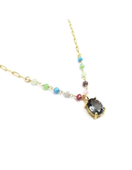 Gold Plated Sterling Silver Necklace with Oval Stone
