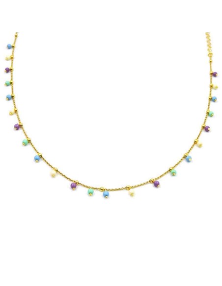 Vergoldetem 925er Sterlingsilber Halskette mit Emaillierten Kugeln