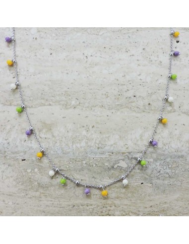 925 Sterling Silver Necklace with Enamelled Beads