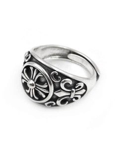 Anello Croce e Gigli in Argento 925 