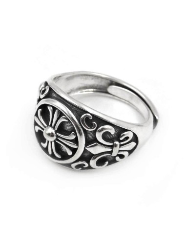 Anello Croce e Gigli in Argento 925 