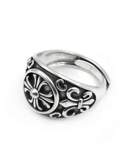 Anello Croce e Gigli in Argento 925 