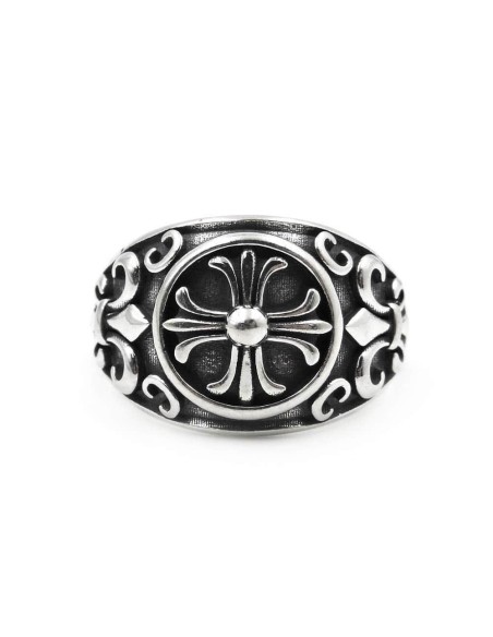Anello Croce e Gigli in Argento 925 