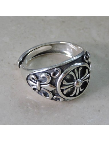925er Sterlingsilber Ring mit Kreuz und Lilien 