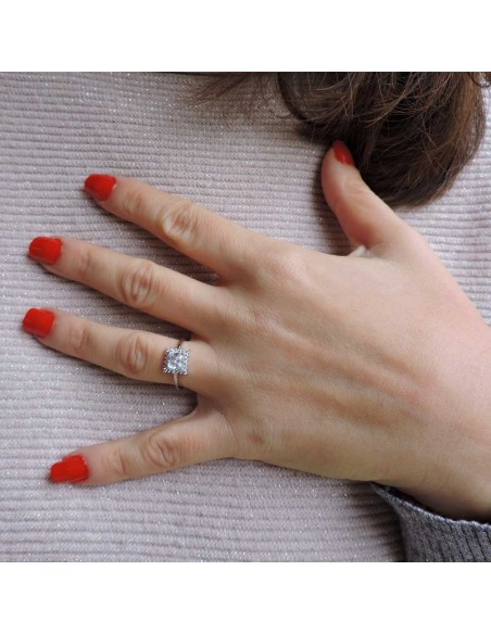925er Sterlingsilber Ring mit Quadratischem Stein