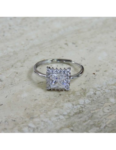 Anello in Argento 925 con Pietra Quadrata