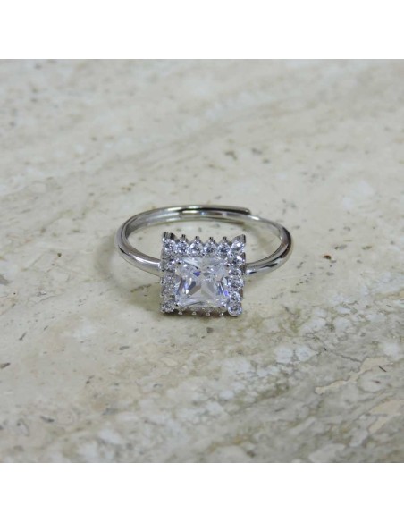 925er Sterlingsilber Ring mit Quadratischem Stein
