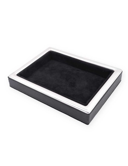 Taschenentleerer aus 925er Sterlingsilber und Schwarzem Leder