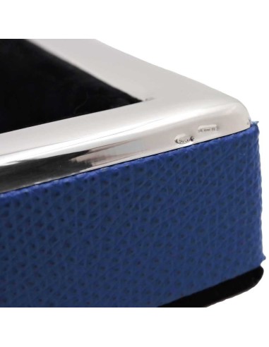 925 Sterling Silver and Blue Leather Pocket...