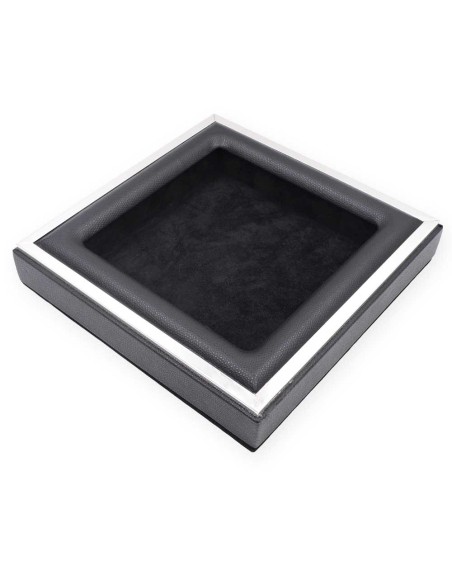 Taschenentleerer aus Schwarzem Echtem Leder und Sterlingsilber