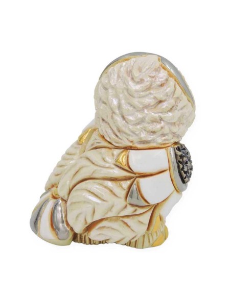 Civetta Delle Nevi Baby Scultura in Ceramica 