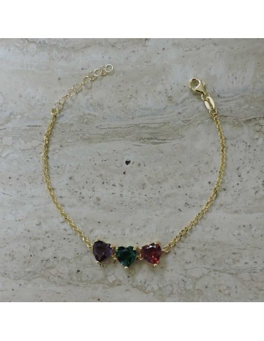 Bracciale Tre Cuori in Argento Placcato Oro e...