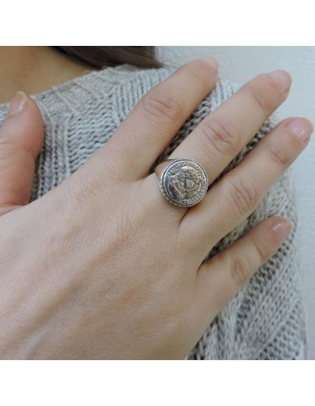 Roman Sestertius Coin Sterling Silver Ring 