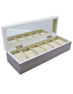 Scatola Porta Orologi Cofanetto 6 Posti in Legno con...