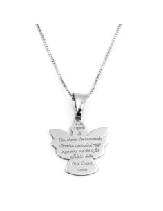 Solid Silver Necklace with Angel of God Pendant 