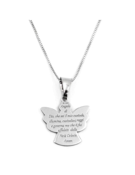 Solid Silver Necklace with Angel of God Pendant 