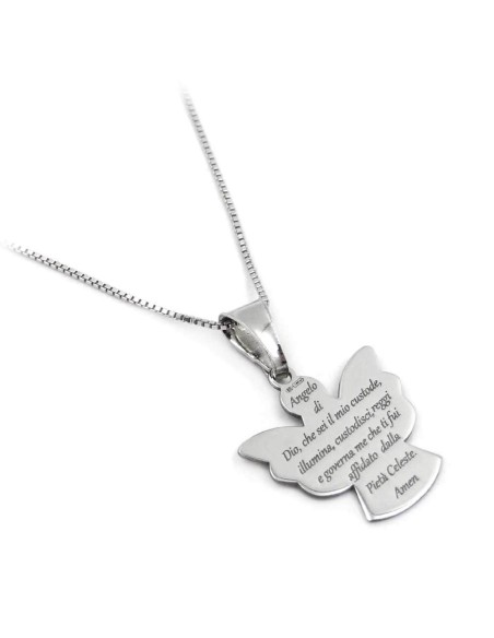 Solid Silver Necklace with Angel of God Pendant 