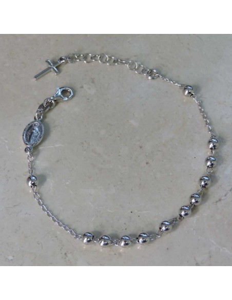Bracciale Rosario Boules Medie Argento 925 Rodiato 
