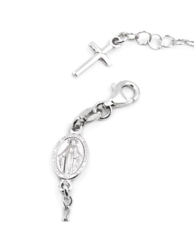 925 Sterling Silver Rosary Bracelet with Boules...