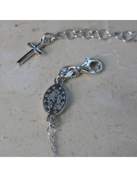 Mittelgroßes Boules-Rosenkranzarmband aus Rhodiniertem 925er Silber
