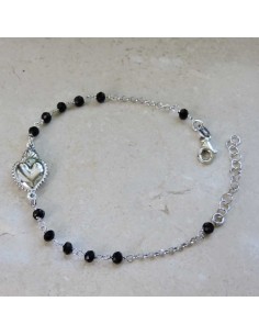 Bracciale Rosario con Sacro Cuore in Argento e Zirconi Neri 2