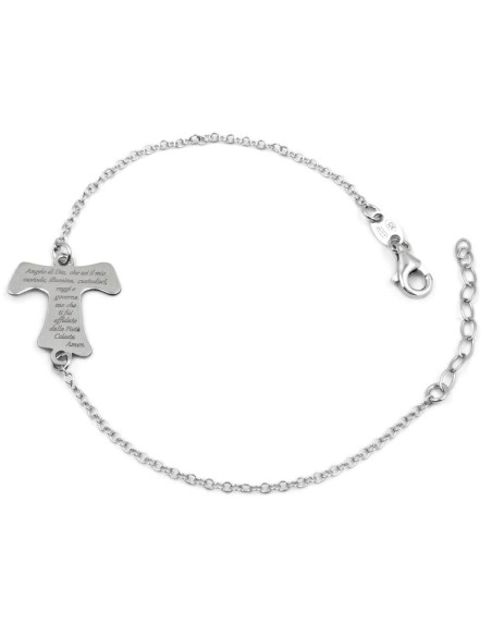 Bracciale in Argento 925 Tau con Angelo di Dio