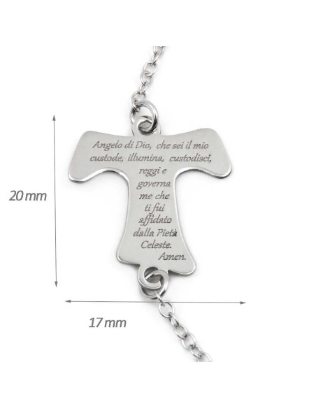 Bracciale in Argento 925 Tau con Angelo di Dio