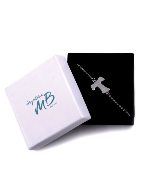 925 Sterling Silver Tau Cross Bracelet with Prayer Engraved