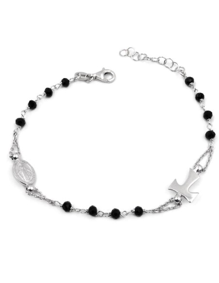 Tau-Rosenkranz-Armband aus 925er Sterlingsilber mit Schwarzem Zirkonia