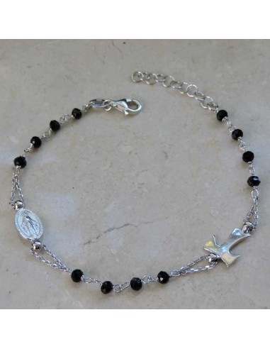 Sterling Silver Tau Cross Rosary Bracelet with...