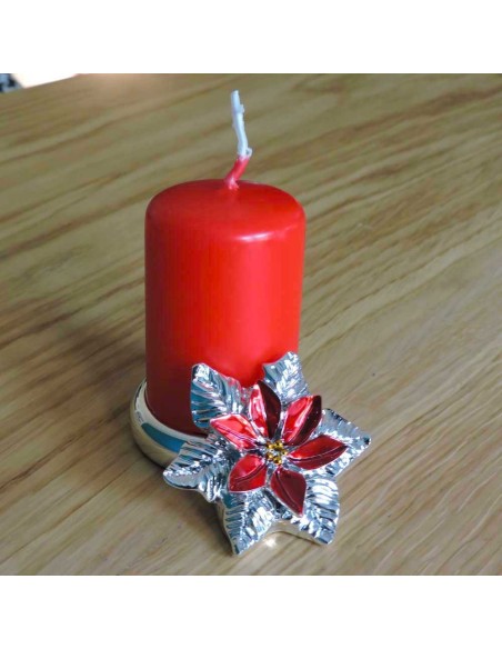 Kerzenhalter mit Weihnachtsstern aus emailliertem Silberharz