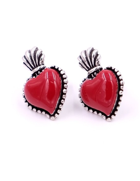 Orecchini Sacro Cuore in Argento 925 Smaltato 