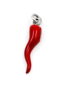Red Enamelled Solid Silver Lucky Horn Pendant 