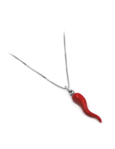 Sterling Silver Necklace with Red Enamelled...