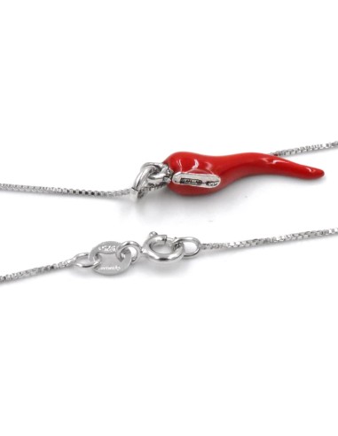 Sterling Silver Necklace with Red Enamelled...