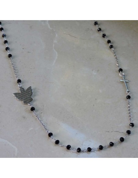 Bracciale Catena Donna in Argento 925 Rodiato con Ciondolo Doppio Cuore