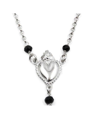 Collana Rosario con Sacro Cuore in Argento 925...