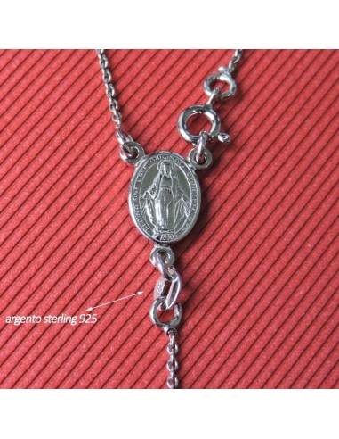 925 Sterling Silver Rosary Necklace 