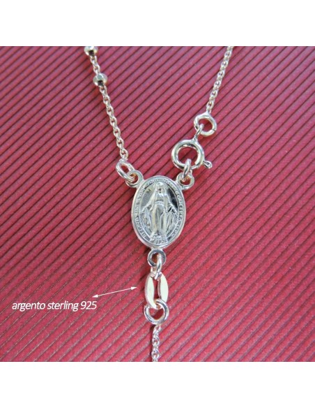 925 Sterling Silver Rosary Necklace 