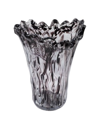 Transparent with Black Grit Murano's Vase Milord 