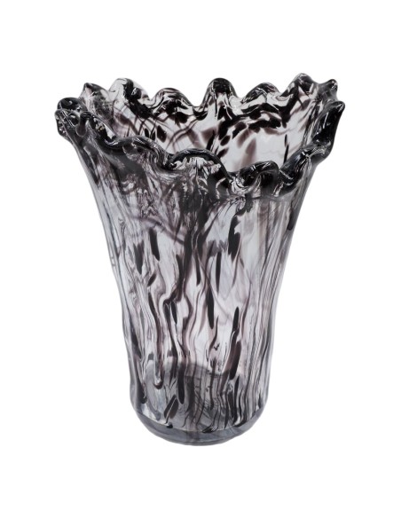 Transparent with Black Grit Murano's Vase Milord 