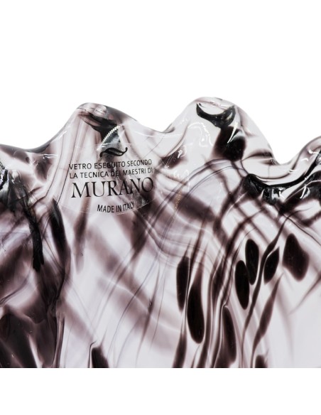 Transparent with Black Grit Murano's Vase Milord 