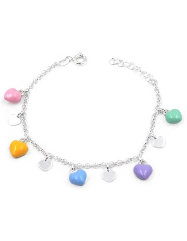 Enamelled Sterling Silver Hearts Bracelet 