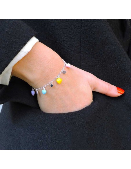 Bracciale Cuori in Argento Smaltato