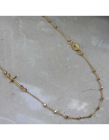 Sterling Silver Rosary Choker Necklace