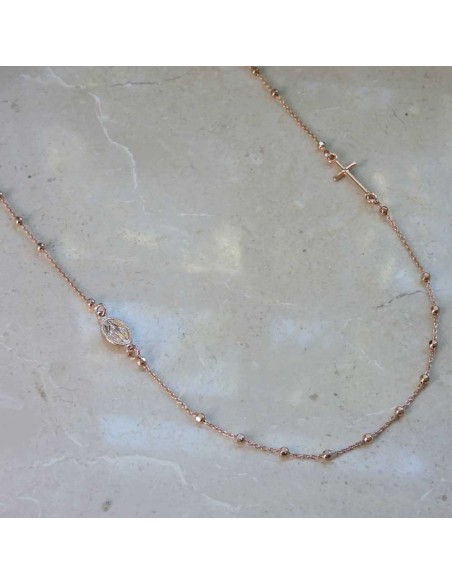 Sterling Silver Rosary Choker Necklace